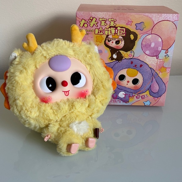 Baby Three Other - Baby Three | 100% Authentic Big-head Baby Zipper Bag Cute Plush Yellow Dragon